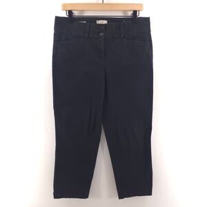 Loft Outlet Women Pants Original Crop 6 Navy Blue Cotton Stretch Business Casual